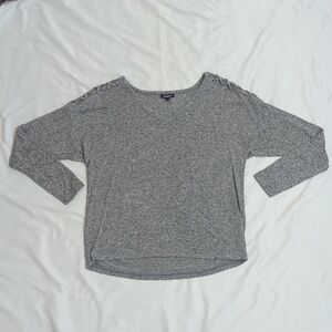 Express Tie Shoulder Lightweight Sweater, Color Heather Gray Size M